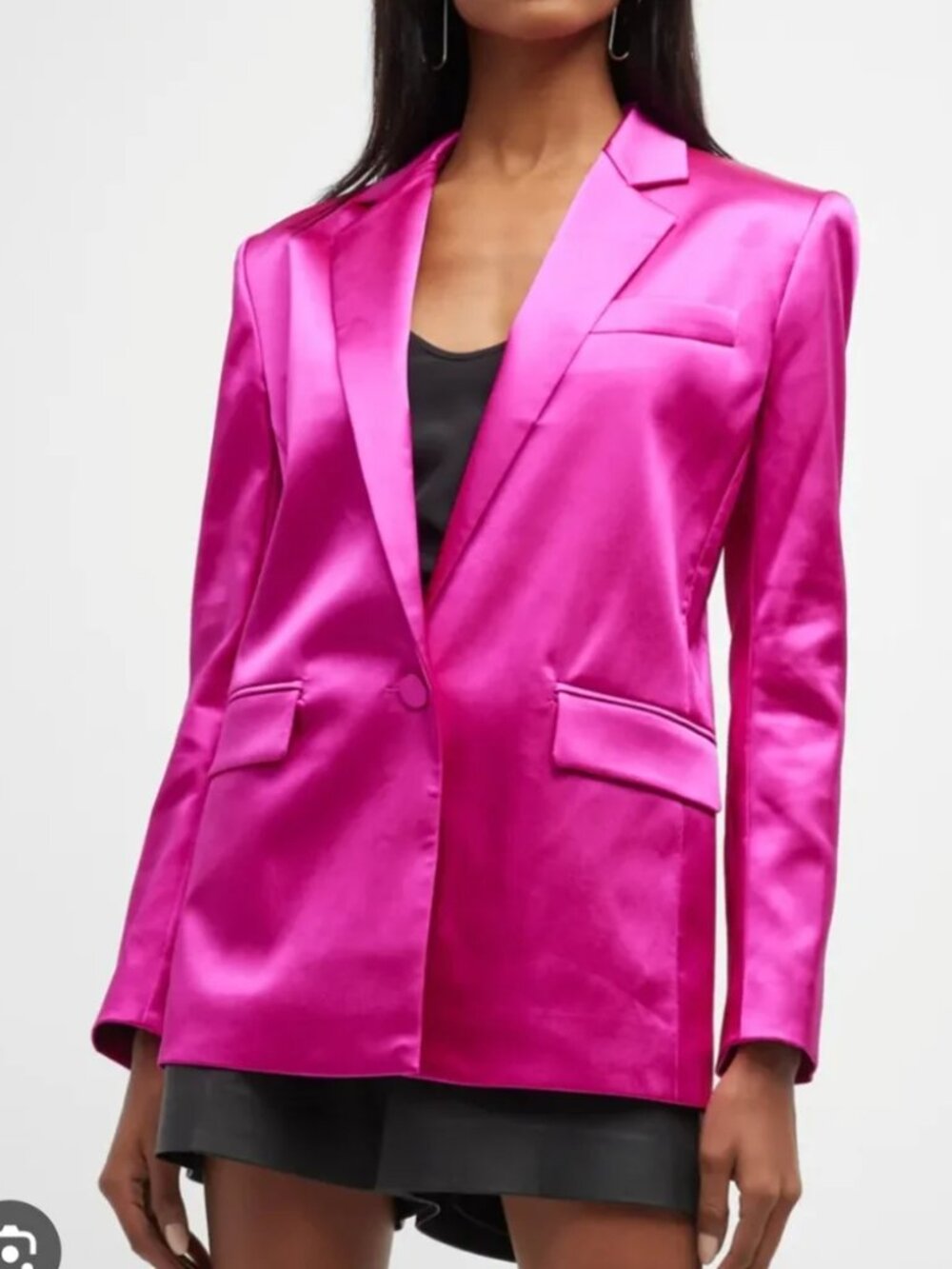 Frame Denim Magenta Holiday Wedding Cocktail Party Luxe Satin Blazer Size XS NWT